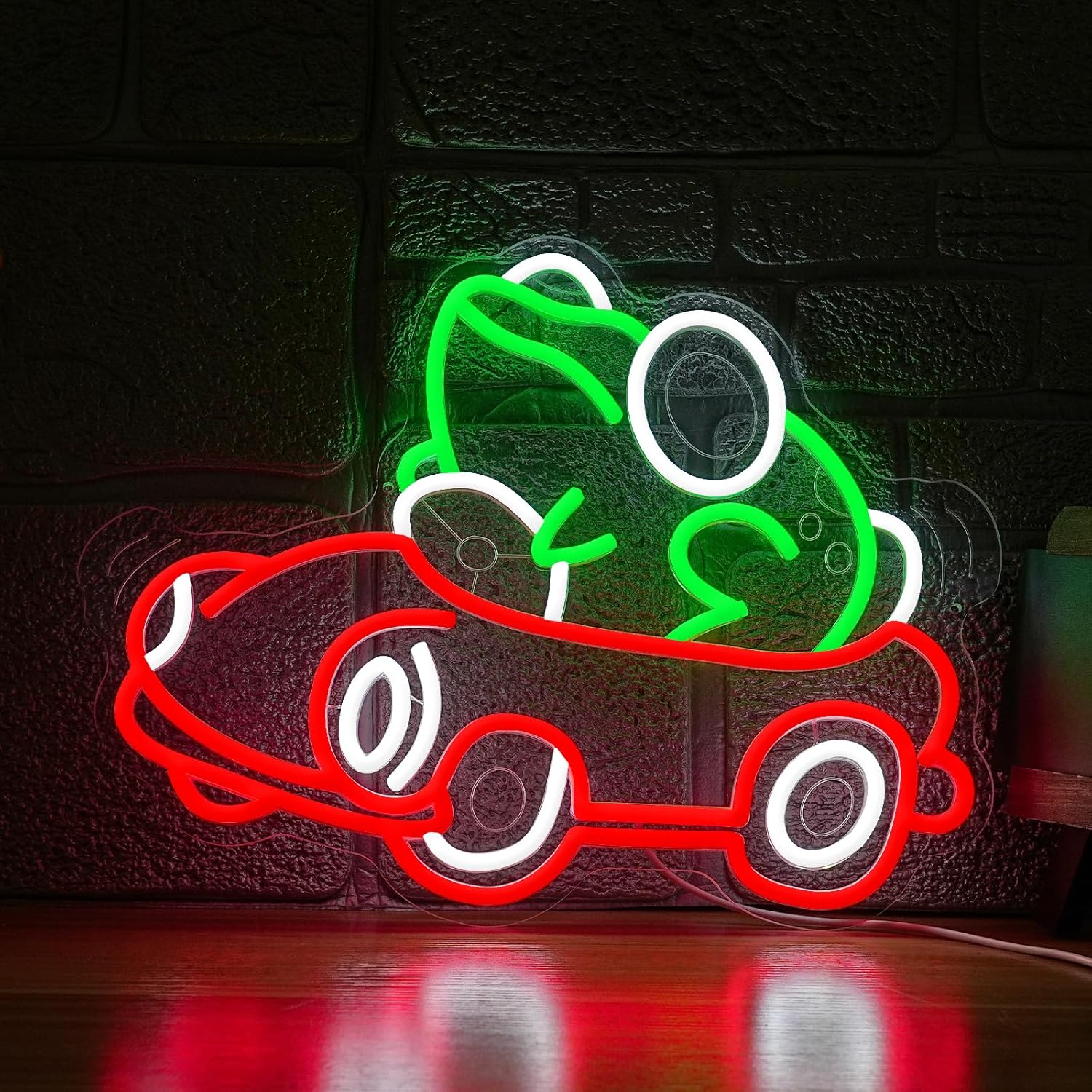 Party Games Game - Frog Driving Car Neon Sign Art
