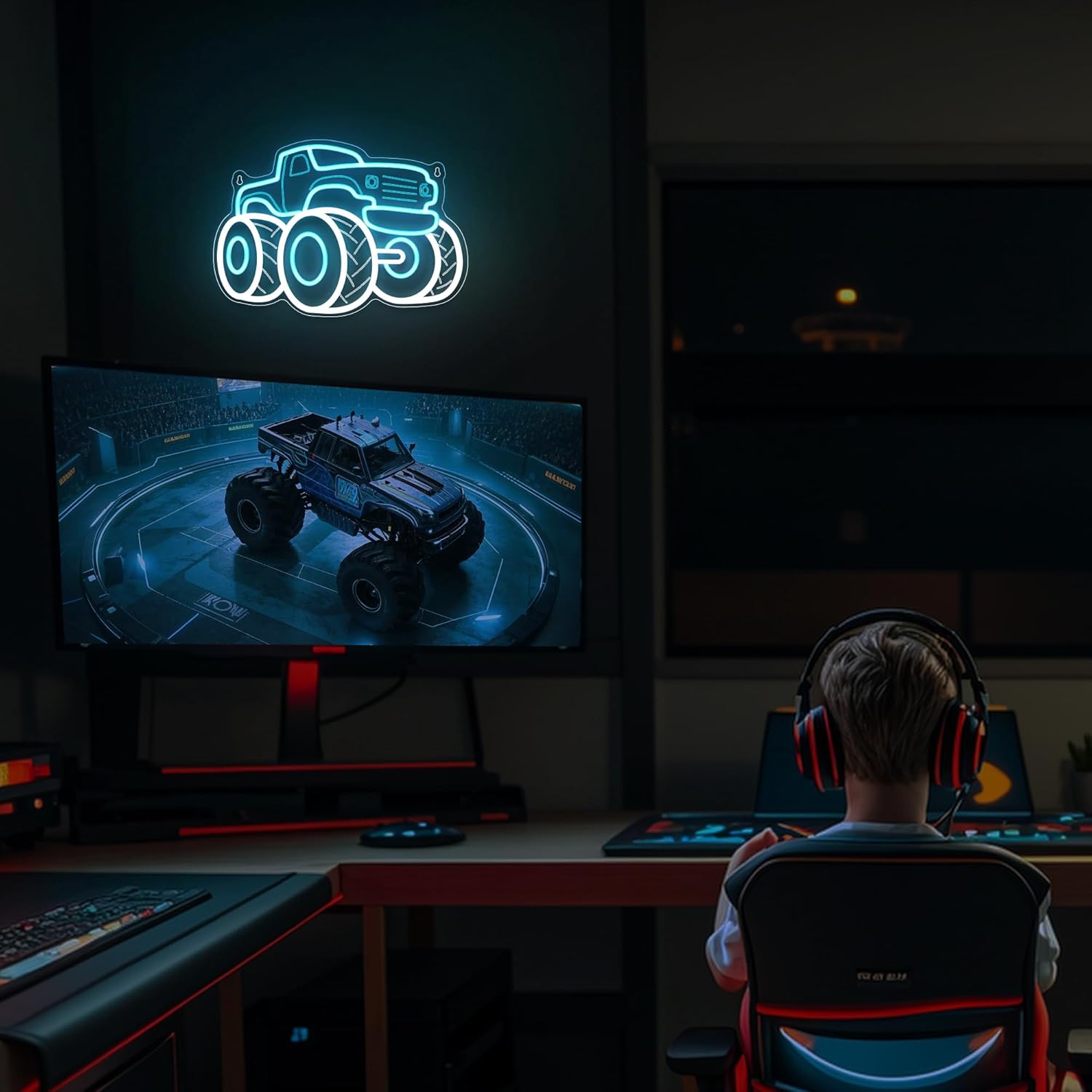 Truck Neon Sign USB Dimmable L – обзор и цена Party Games Shop