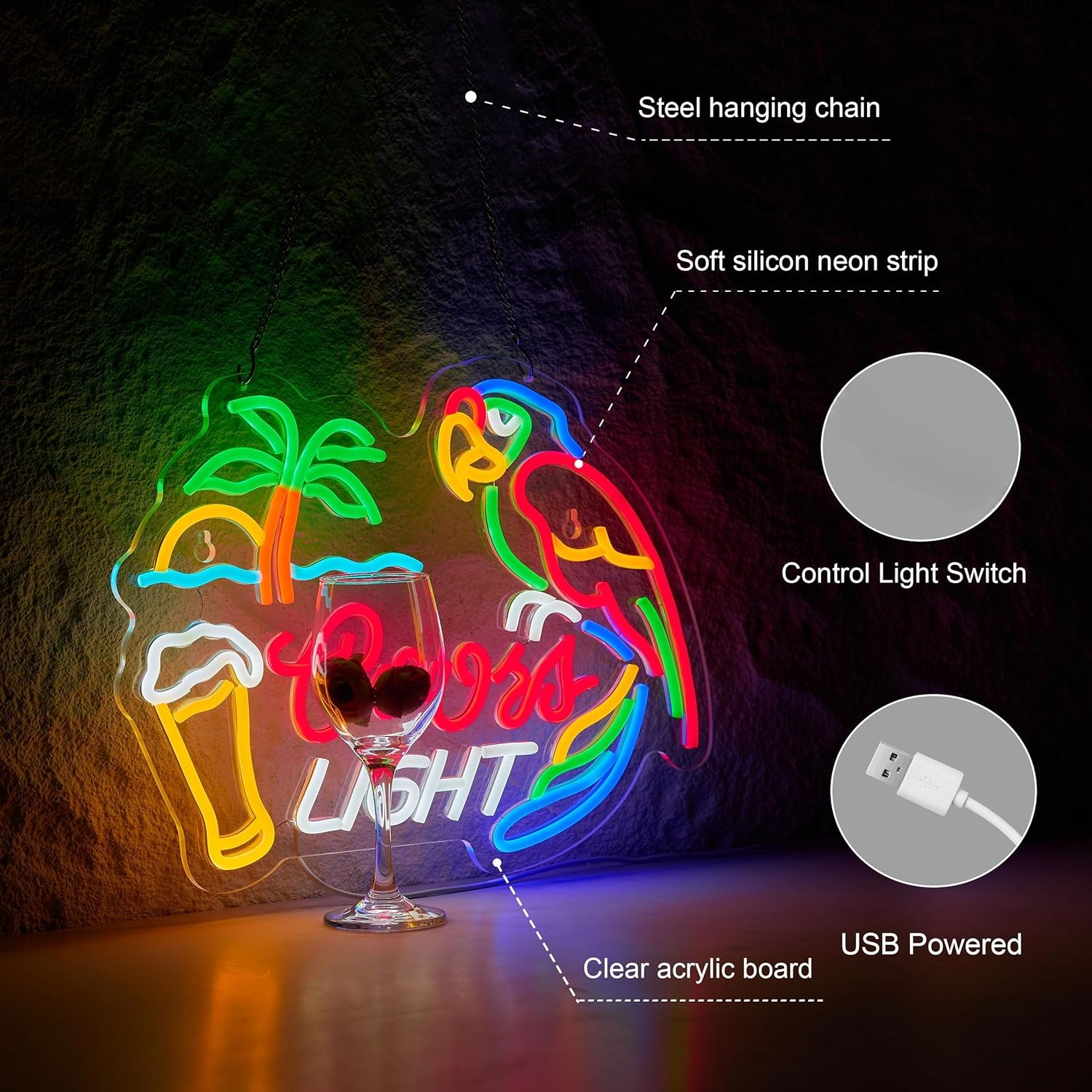 Bar Parrot Neon Sign Art Wall  – обзор и цена Party Games Game